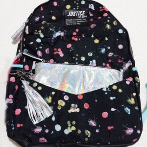 Justice Girls Backpack Splatter With Wristlet Pouch